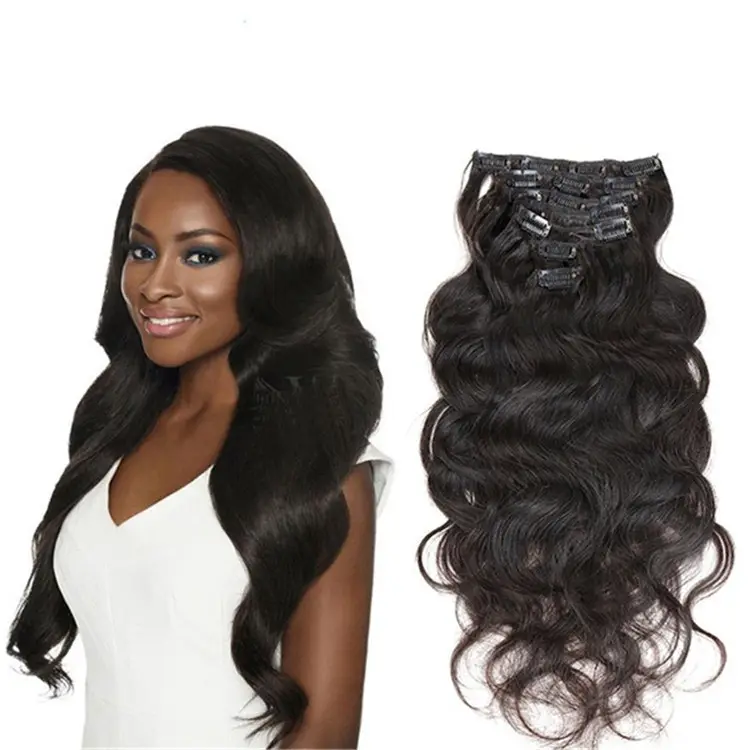 Body Wave 7 pcs Clip In Human Hair Extensions Wholesale 8 Pcs/Set Natural Color Clip on 100% Remy Brazilian Hair extension
