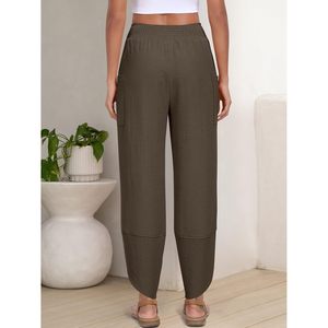 Womens <b>Wide</b> <b>Leg</b> Palazzo Capri Pants High Waisted Casual Breathable Flowy <b>Cropped</b> Beach Work <b>Trousers</b> - Product Image 5