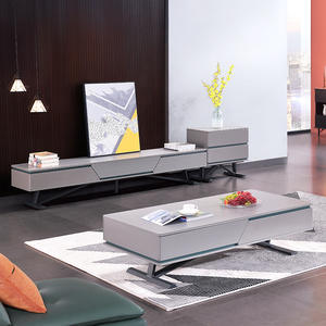 Diseño de muebles de sala de estar, consola de <span class=keywords><strong>TV</strong></span> de mármol gris, Unidad de medios, aparador, juego de mesa de centro - Product Image 1