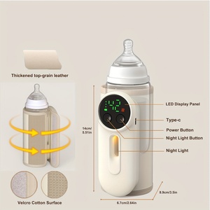 Chauffe-biberon portable USB avec housse en tissu ABS, chauffe jusqu'à 55°C, sans fil, idéal pour les voyages - Product Image 1