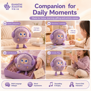 AI Purple Music <span class=keywords><strong>Monster</strong></span> Plush Toy Headphone Microphone Boots Touch Vibration 50+ Languages Voice Clone Long-Term Memory 2.4G - Product Image 2