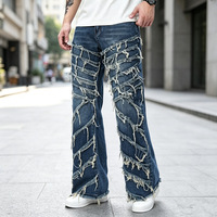 Jeans unisexe streetwear haut de gamme, coupe ample, sans élasticité, tendance, pour marché de niche, pantalon en denim de haute qualité