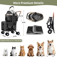 Poussette double pour chien en tissu Oxford écologique, pliable, pour petits et moyens animaux, avec paniers amovibles et 4 roues verrouillables pour une sécurité accrue