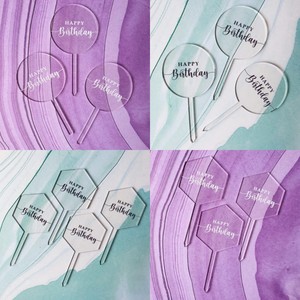 Décoration de gâteau transparente en acrylique « Honey And Sweetness », Joyeux Anniversaire, imprimée UV, fournitures pour fête d'anniversaire - Product Image 5