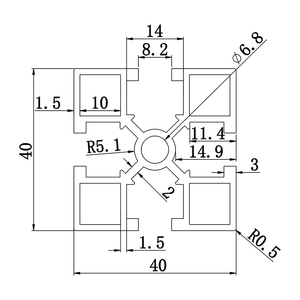 Industrial <strong>40x40</strong> <strong>mm</strong> <strong>Aluminum</strong> Extruded <strong>Profile</strong> 8-4040HA - Product Image 3