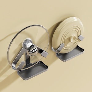 Creative No Drill Wall Mounted <b>Kitchen</b> <b>Rack</b> for Cutting Board with Drain <b>Rack</b> Rotating Suction Cup Pot Lid Holder - Product Image 6