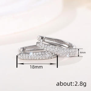 Orecchini a Cerchio in Argento 925 Placcato Oro Bianco con Cristalli Rotondi Incastonati, Stile Classico per Uso Quotidiano Femminile - Product Image 5