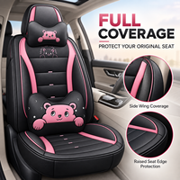 Housses de siège de voiture en cuir motif ours de dessin animé mignon Cub Whisper, ensemble complet 16 pièces, toutes saisons, universelles Civic Mazda CLS