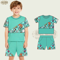 Nouvel ensemble deux pièces pour petit garçon, chemises à manches courtes et shorts, motifs imprimés personnalisés pour enfants avec design personnel