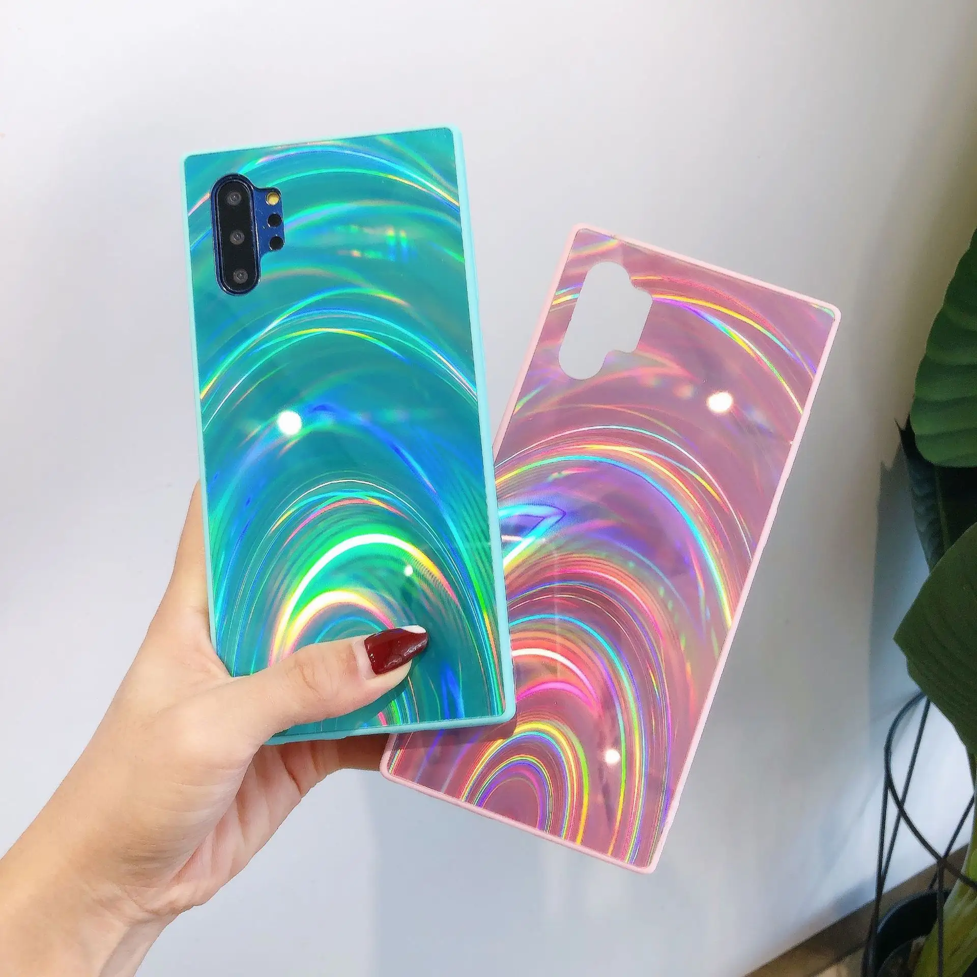 Shemax Holographic Rainbow for Samsung Note 20 Ultra Phone 5g,TPU Silicone Rubber Gel Shiny Reflective Gradient Bumper Cover