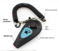 Nouveauté mode 2 en 1, clicker d'entraînement d'agilité pour animaux de compagnie en acier inoxydable coloré, sifflet pour chien, motif de patte, sangle élastique, OEM