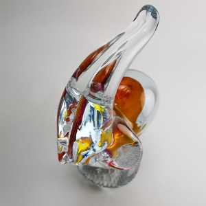 Escultura de Elefante de Cristal de Murano Hecha a Mano, Moderna, Transparente con Detalles en Rosa Anaranjado, Decoración Artística de Cristal - Product Image 4