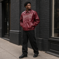 Blouson Bomber Graphique Bordeaux pour Homme, en Nylon Ripstop, avec Fermeture Éclair et Capuche, Manches Longues, Style Décontracté Urbain, Hiver, Léger et Imperméable