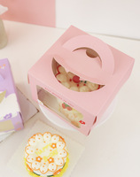 Boîte cadeau de gâteau d'anniversaire rose directe d'usine boîtes à gâteau Mousse fenêtrées boîte à gâteau carrée pour l'emballage