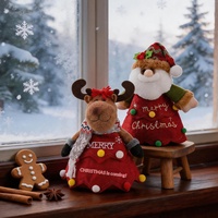 [Soldes Exceptionnelles] Sacs de Noël en Cuir Véritable avec Motifs Père Noël, Bonhomme de Neige et Renne – Sacs Cadeaux et Bonbons de Noël pour Enfants