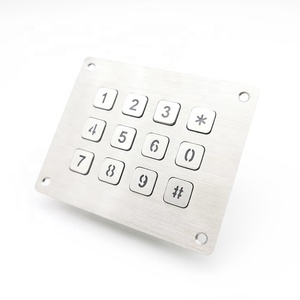 IP65 LED <span class=keywords><strong>Backlit</strong></span> <span class=keywords><strong>12</strong></span>-Key ma trận Bàn phím kim loại thép không gỉ bạc CE/FCC/ISO9001 chứng nhận kiosk Máy bán hàng tự động - Product Image 3