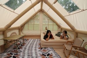 All-Season Double-Layer Family <strong>Tent</strong> Waterproof PVC Inflatable Outdoor Camping Automatic System Made <strong>Canvas</strong> Cotton Oxford <strong>Fabric</strong>
