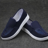 Espadrilles basses décontractées pour hommes, respirantes, antistatiques, en toile, à lacets, avec semelle extérieure en PU, pour la marche et la sécurité