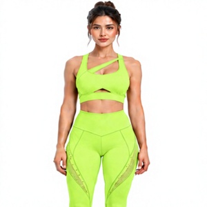 Ensemble de yoga pour femmes : Soutien-gorge de sport à bretelles et leggings taille haute, deux pièces sans couture, extensible dans les quatre sens, pour fitness, entraînement, gym, Pilates, yoga - Product Image 1