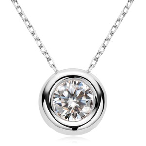 Collar con Colgante Solitario de Moissanita VVS GRA de Corte Redondo, Engaste de Burbuja, Joyería de Cobre Relleno de Oro de 14K para Regalo de Aniversario - Product Image 5