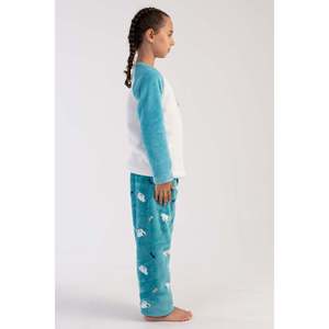 Ensemble pyjama raglan à manches longues pour filles, col doux, design uni, idéal printemps-automne, pour les fêtes, tailles 7-8 ans / 13-14 ans - Product Image 3