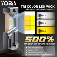 YOBIS Nouveau Phare LED 3 Couleurs 3000K 4300K 6000K Contrôle par Application Mobile 150W 15000LM Ampoule LED Canbus H1 H4 H11 H7 pour Voiture