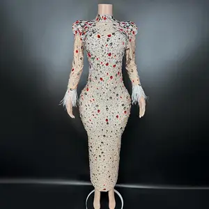 Novance Y1987-ABBT Prix de gros Robes Robes de cocktail Sexy Fashion Long Diamond Dresses Anniversaire Plus Size Womens Clothing