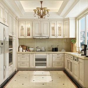 Mobile da <span class=keywords><strong>Cucina</strong></span> Bianco Piccolo in Laminato Design Moderno di Lusso Beige in Libano - Product Image 3