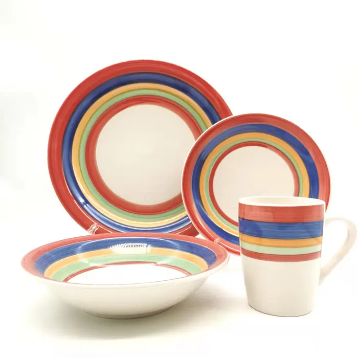 Wholesale custom hand painted white earthenware dinnerset 16pcs tableware elegance porcelain dinner set