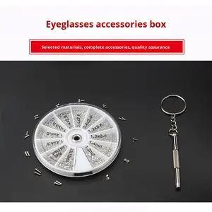 Kit de réparation combiné pour lunettes sans monture, comprenant des plaquettes de nez, un tournevis, une clé à écrous, un jeu de 1000 pièces pour la décoration métallique et l'usage domestique. - Product Image 2