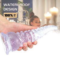 Dildo anal réaliste transparent à double dureté avec ventouse et grosse protubérance