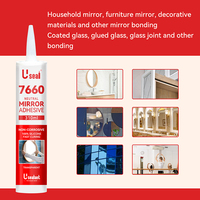 7660 Adhésif en silicone transparent 100% pour fixation de miroir Mastic flexible Calfeutrage en silicone conforme aux COV pour feuille de miroir mural et verre