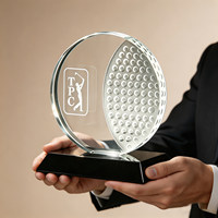 Trofeo de Golf, Medalla de Cristal Personalizada, Bola Azul Creativa, Billar, Fútbol, Deportes, Recuerdo de Campeón, GEF-01 Grabado