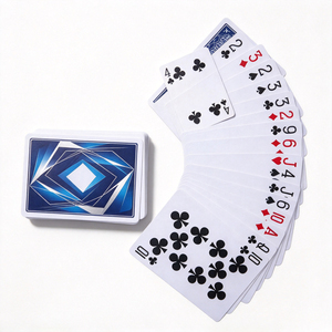 Cartes de poker personnalisées imprimées, dos bleu diamant, papier PVC 300 g/m², emballage en boîte pliée, OEM ODM, vente en gros d'usine, cartes avec logo personnalisé - Product Image 1