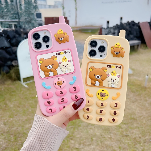 Cartoon Cute Real Silicone Protective Shockproof Mobile Phone Bear Accessories Cover Case for 14 15 Pro 16 Pro Max