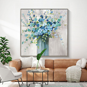 Hand Painted Floral Oil Painting Modern Minimalist Living Room Sofa Background <b>Wall</b> Art With Metal <b>Frame</b> Impressionism Style - Product Image 1