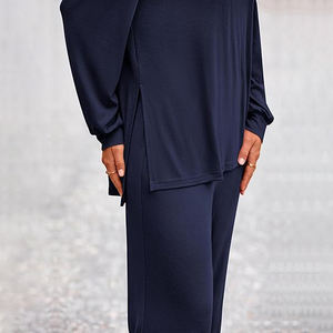 Conjunto Deportivo Estampado de Primavera para Mujer, Conjunto de Dos Piezas de Sudadera Deportiva Informal de Color Sólido a la Moda, Corte Regular - Product Image 5