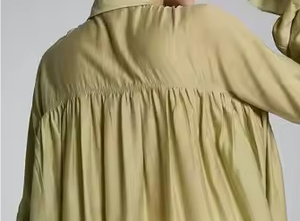 <span class=keywords><strong>AMENO</strong></span> Chemisier d'été décontracté pour femme en mousseline de soie tissée avec manches longues Couleur unie et volants Logo de mode simple sur le dos - Product Image 4