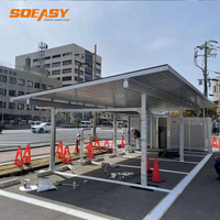 Système de montage de carport solaire à structure en aluminium SOEASY avec inclinaison de 15 à 45 degrés, résistance au vent de 130 mph, surface anodisée, durée de vie supérieure à 25 ans