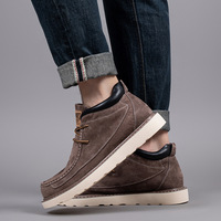 Bottes de neige mi-mollet pour hommes en cuir véritable, grandes tailles, antidérapantes, résistantes au froid, chaudes, chaussures de travail thermiques d'extérieur