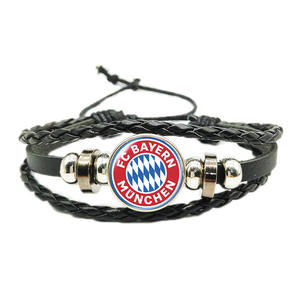 Cross Border para el tiempo de fútbol europeo Gem Woven Pulsera de cordón de cuero ajustable 18mm - Product Image 4