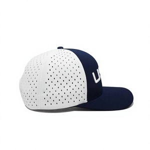 Custom 3D Logo Perforated Golf Curved Brim 5 Panel Laser Cut Hole Cap Breathable Mesh Outdoor Cap Performance Sports <b>Hat</b> - Product Image 4