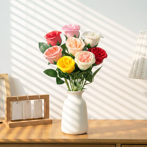 Rosas Artificiales de Tallo Único, de Plástico y Tela, para Decoración del Día de San Valentín, Adornos para Bodas, Decoración para Exteriores - Product Image 1