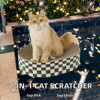 2-en-1 Luxe Moderne Écologique Ovale Griffoir pour Chat en Carton, Nid et Bol à Griffes en Papier