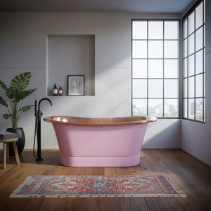 Straight Base Copper <b>Bathtub</b> Polished Copper Interior Pink Exterior Freestanding Soaking Tub - Product Image 3