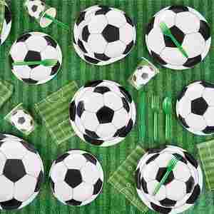FDA Approved 7-Inch White CMYK Soccer Ball Design 350gsm <b>Disposable</b> <b>Plate</b> Round 7 Inches Paper Board for Parties - Product Image 2