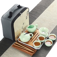 Théière de Kung fu en porcelaine chinoise théière de poisson bleu comprenant une tasse de pot service à thé Kongfu en céramique Portable