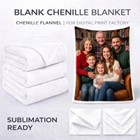 Couverture en chenille blanche vierge avec dos en flanelle douce, prête pour la sublimation, pour la décoration intérieure, cadeau de luxe, vente en gros usine GRS