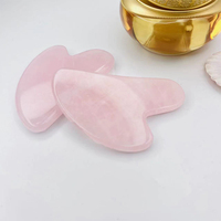 Ensemble de rouleau de jade en forme de cœur en quartz rose et améthyste - Kit de gua sha en cristal multi-usages pour resserrer la peau et éliminer les rides