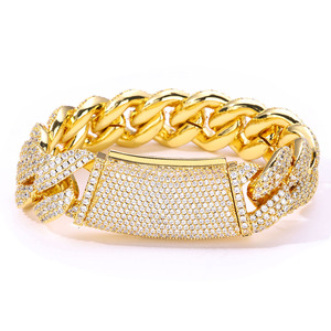 Flawless Diamond <b>Set</b> 925 Sterling Silver 18mm Triple Band Bubble Moissanite Links Premium Gold Vermeil Urban Bling Wholesalers - Product Image 5
